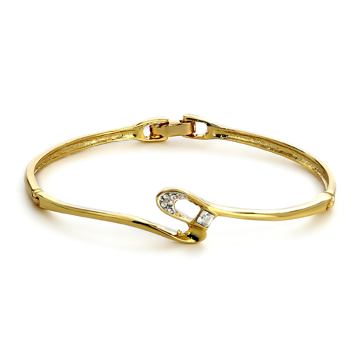 Gold Plated Crystal Stone Womens Bangle Bracelet