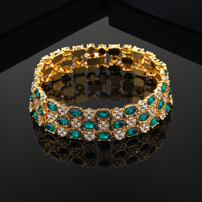 Estele Gold Plated Scintillating Bracelet with Crystals for Women