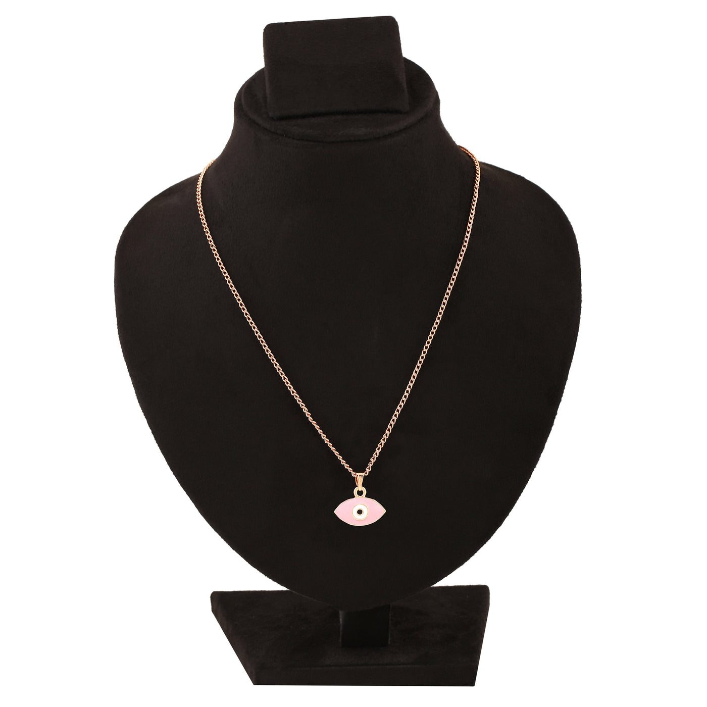 Estele Rose Gold Plated Evil Eye Designer Charm Pendant with Pink & White Enamel for Girls/Women