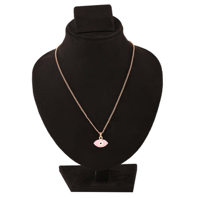 Estele Rose Gold Plated Evil Eye Designer Charm Pendant with Pink & White Enamel for Girls/Women