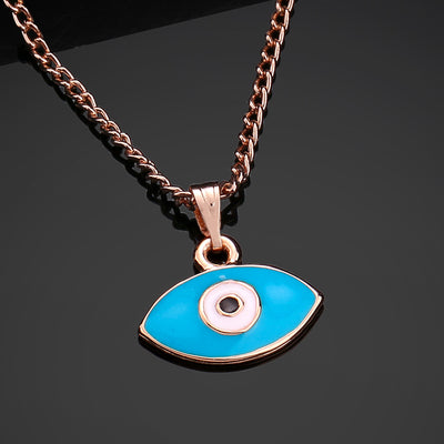 Estele Rose Gold Plated Evil Eye Designer Charm Pendant with Pink & White Enamel for Girls/Women