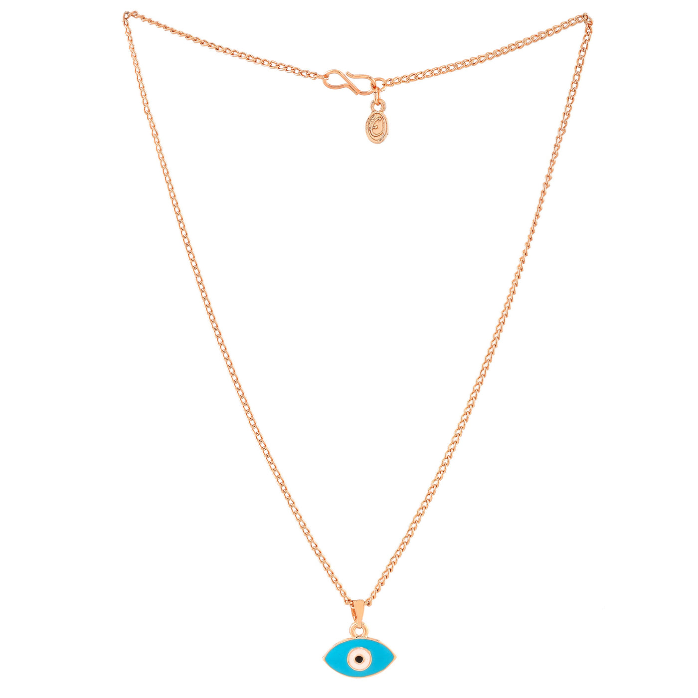 Estele Rose Gold Plated Evil Eye Designer Charm Pendant with Pink & White Enamel for Girls/Women