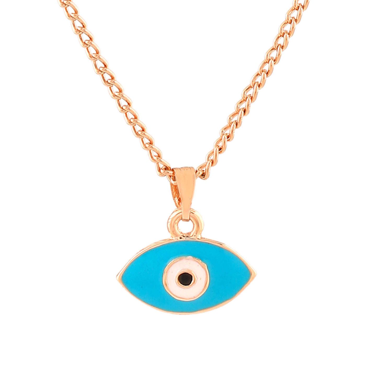 Estele Rose Gold Plated Evil Eye Designer Charm Pendant with Pink & White Enamel for Girls/Women