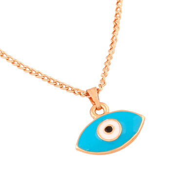 Estele Rose Gold Plated Evil Eye Designer Charm Pendant with Pink & White Enamel for Girls/Women