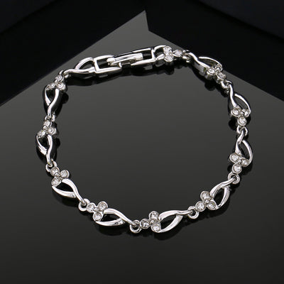 Estele Rhodium Plated Gorgeous Bracelet with Crystals for Women
