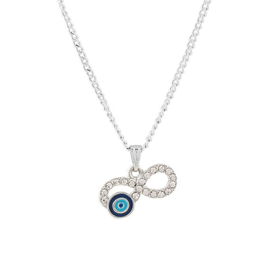 Estele Rhodium Plated Infinity Shaped Evil Eye Charm Pendant for Girls/Women