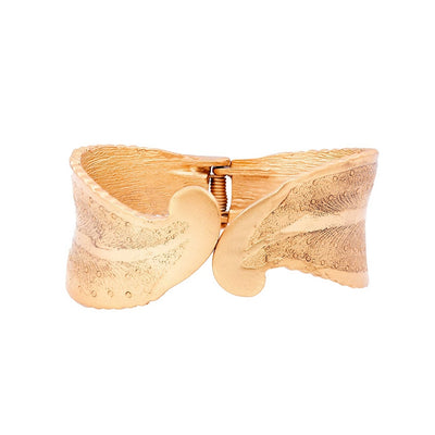 Estele Gold Plated Egyptian Leaf Cuff Bracelet for women (adjustable)