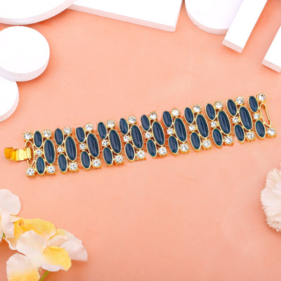 Estele Gold Plated Trendy Designer Bracelet with Blue & White Stones for Girls/Women