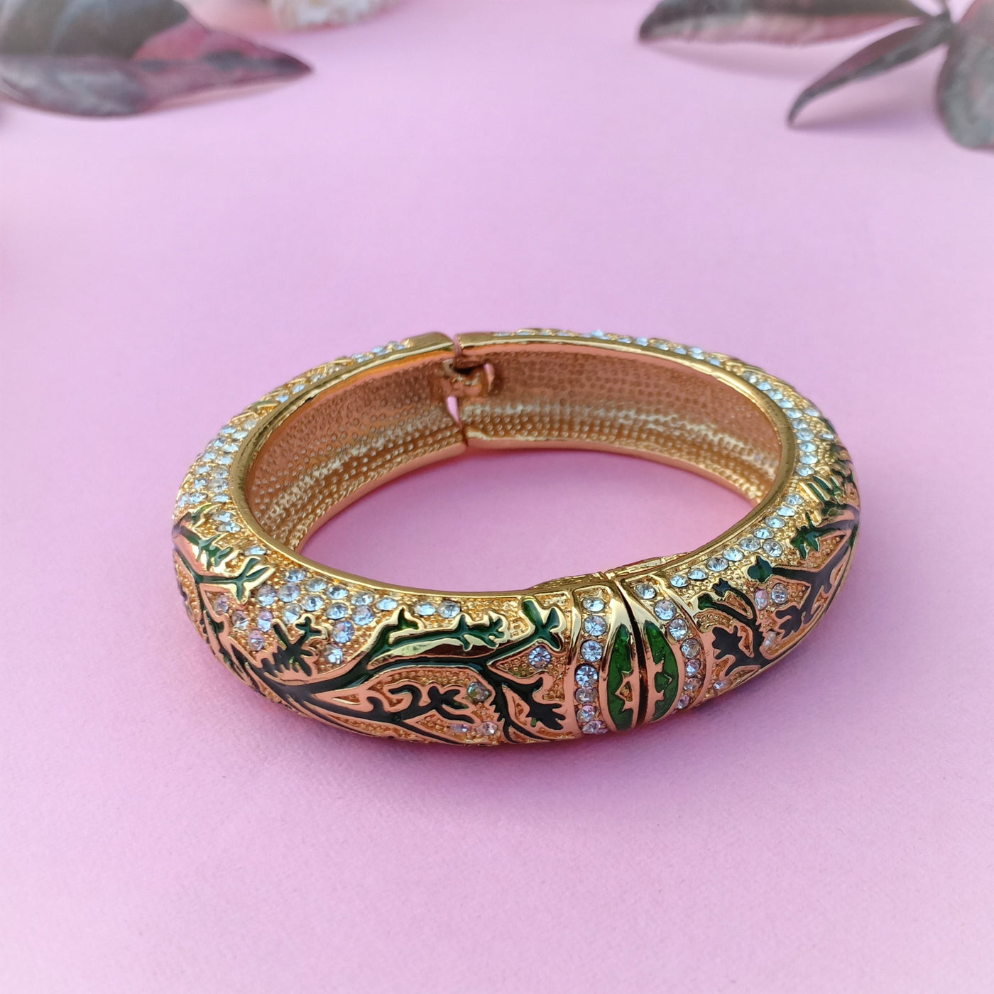 Estele Gold Plated Fascinating Meenakari Bracelet with Enamel & Crystals for Women/Girls