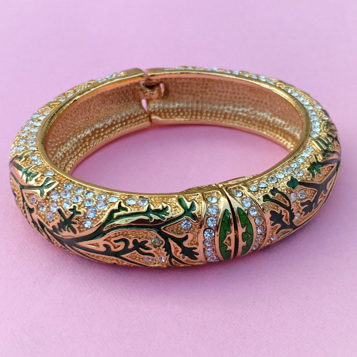 Estele Gold Plated Fascinating Meenakari Bracelet with Enamel & Crystals for Women/Girls