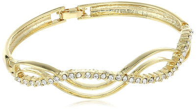 Estele Gold Plated Classic Seven Stone Twin Cuff Bracelet for women