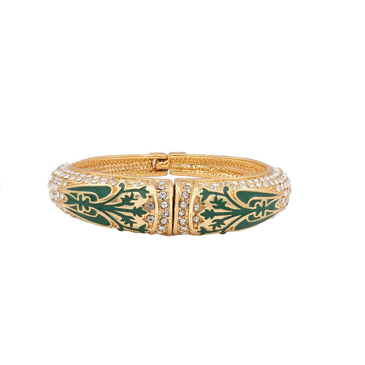 Estele Gold Plated Green Life Cuff Bracelet for women
