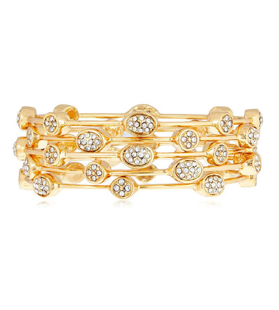 Estele Gold Plated Diamond Studded Oval Bangle Bracelet for women