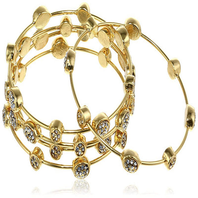 Estele  Gold Plated Diamond Studded Oval Bangle Bracelet  for women