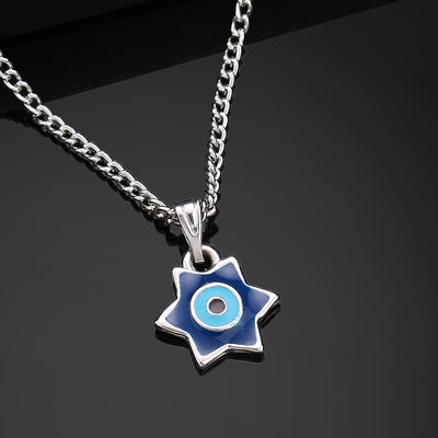 Estele Rhodium Plated Elegant Star Designer Evil Eye Charm Pendant with Enamels for Girls/Women