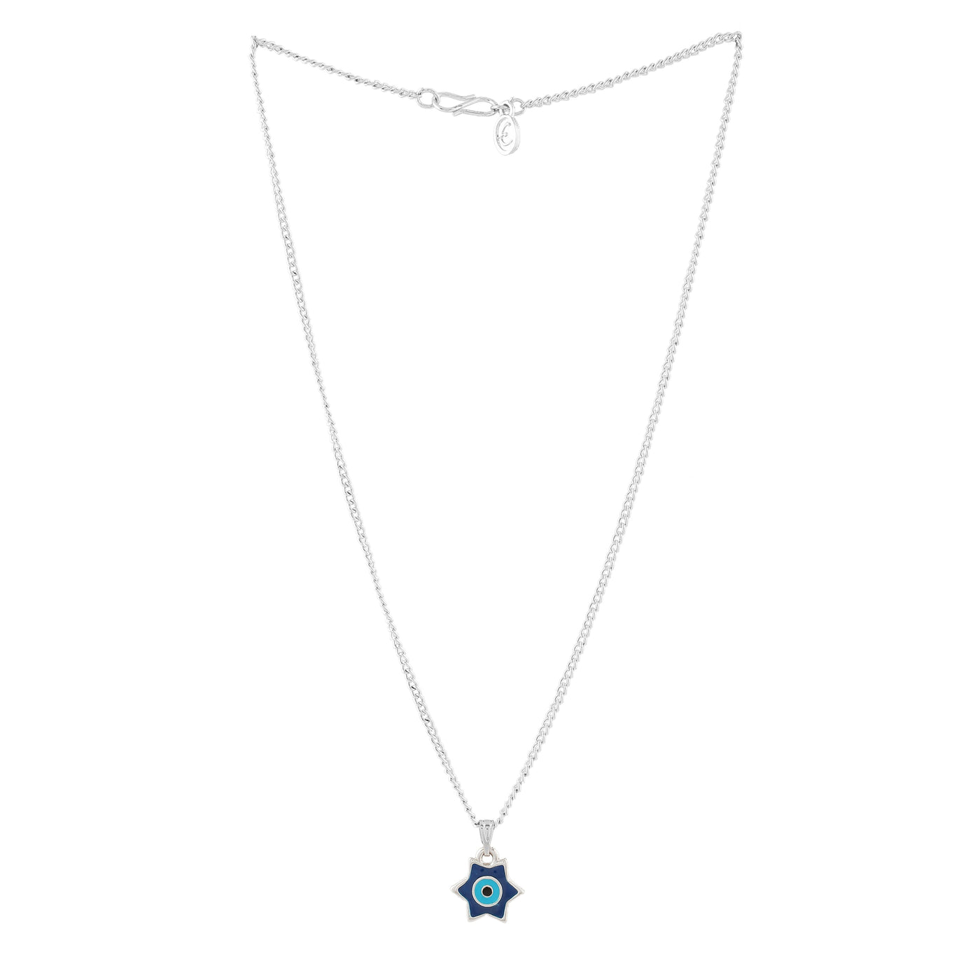 Estele Rhodium Plated Elegant Star Designer Evil Eye Charm Pendant with Enamels for Girls/Women