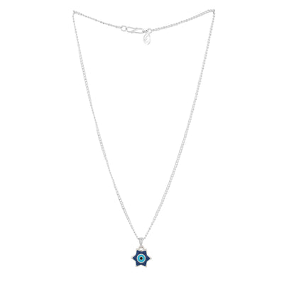 Estele Rhodium Plated Elegant Star Designer Evil Eye Charm Pendant with Enamels for Girls/Women