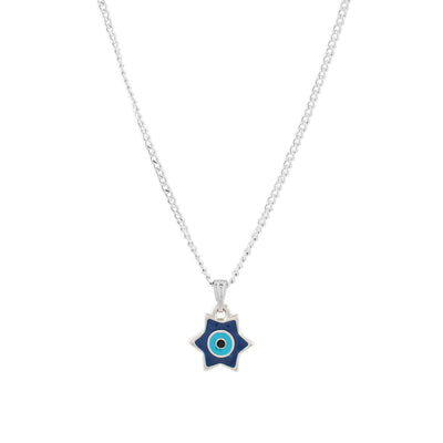 Estele Rhodium Plated Elegant Star Designer Evil Eye Charm Pendant with Enamels for Girls/Women