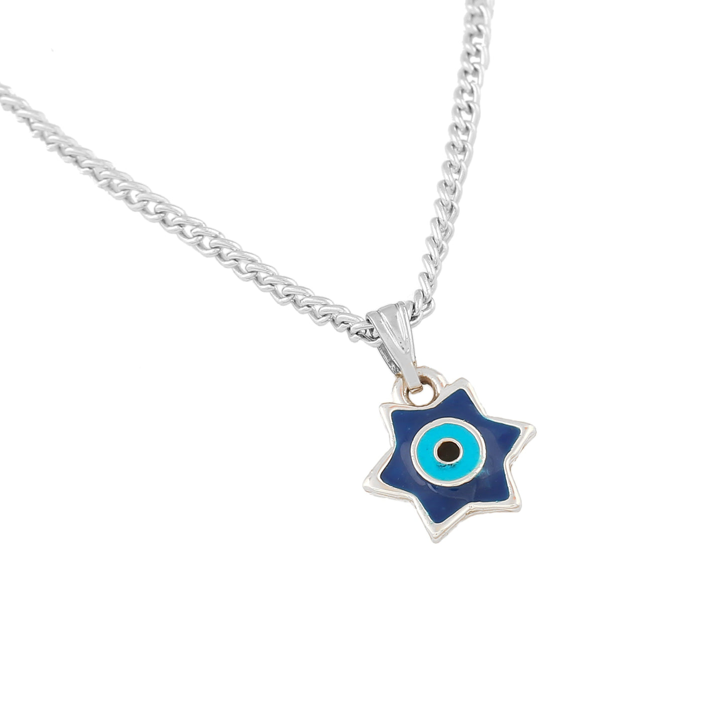 Estele Rhodium Plated Elegant Star Designer Evil Eye Charm Pendant with Enamels for Girls/Women