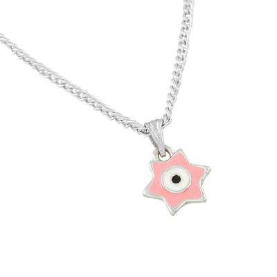 Estele Rhodium Plated Elegant Star Designer Evil Eye Charm Pendant with Enamels for Girls/Women