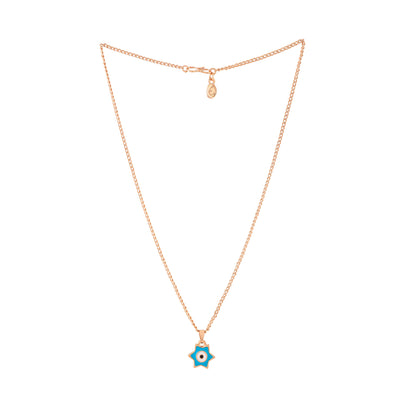 Estele Rose Gold Plated Elegant Star Designer Evil Eye Charm Pendant with Turquoise Blue Enamel for Girls/Women