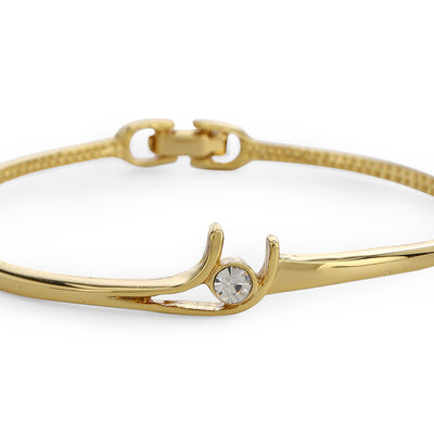 Gold Plated White Stone Bangle Bracelet For Womens