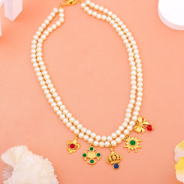 Estele Gold Plated Hanging Charm Designer Necklace for Women