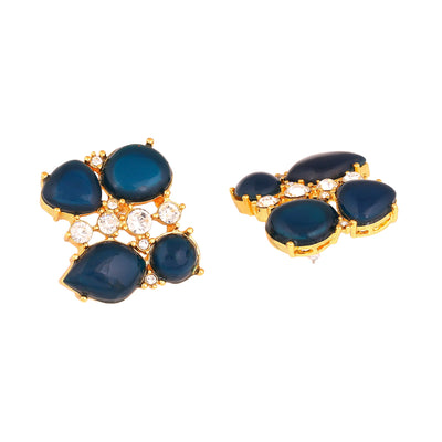 Estele Gold Plated Glamorous Necklace Set with Blue & White Stones for Women