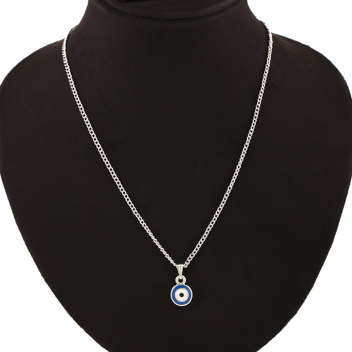 Estele Rhodium Plated Round Shaped Evil Eye Charm Pendant for Girls/Women