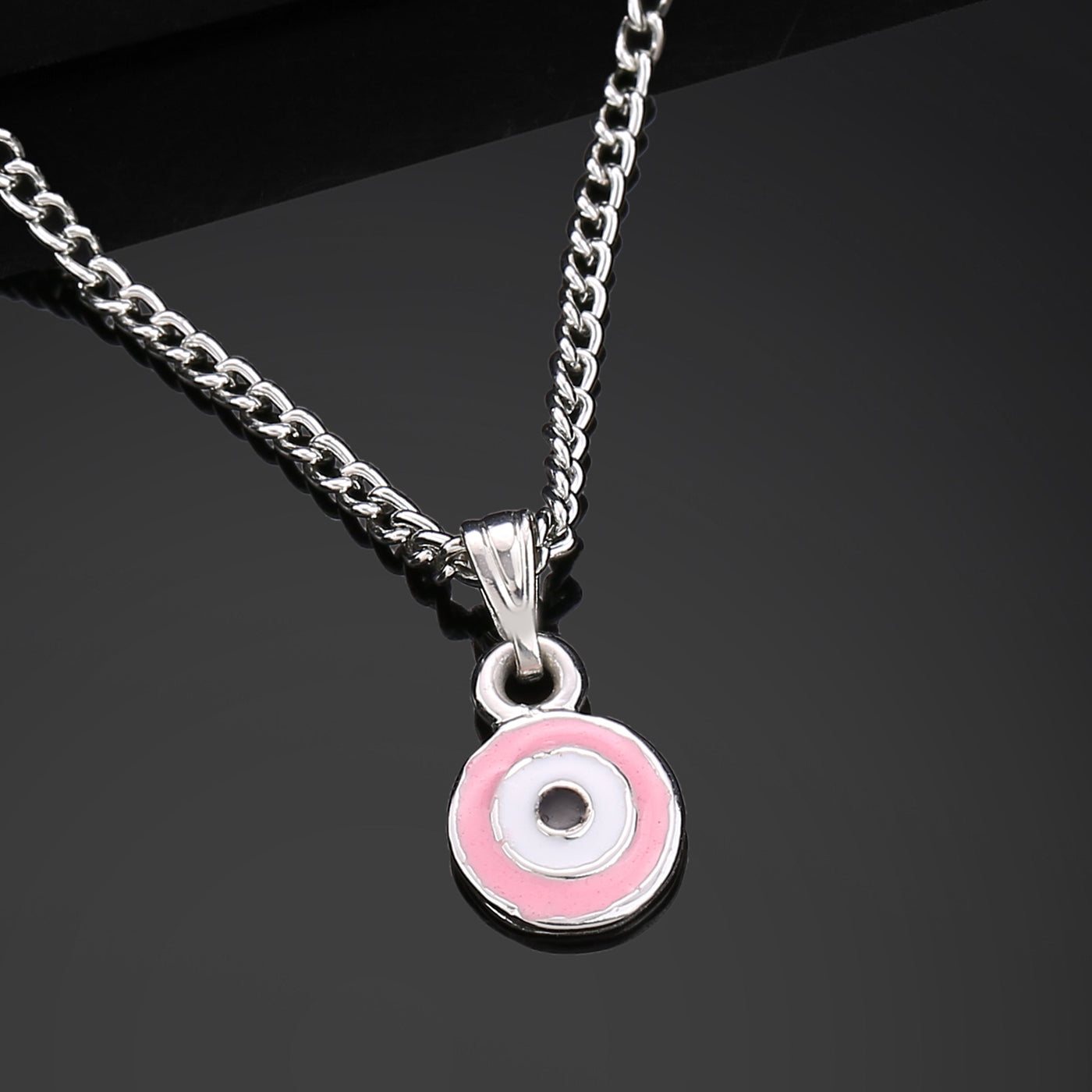 Estele Rhodium Plated Round Shaped Evil Eye Charm Pendant for Girls/Women