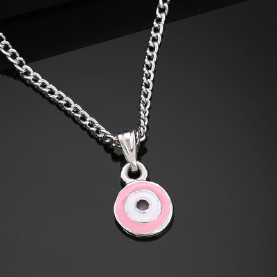 Estele Rhodium Plated Round Shaped Evil Eye Charm Pendant for Girls/Women