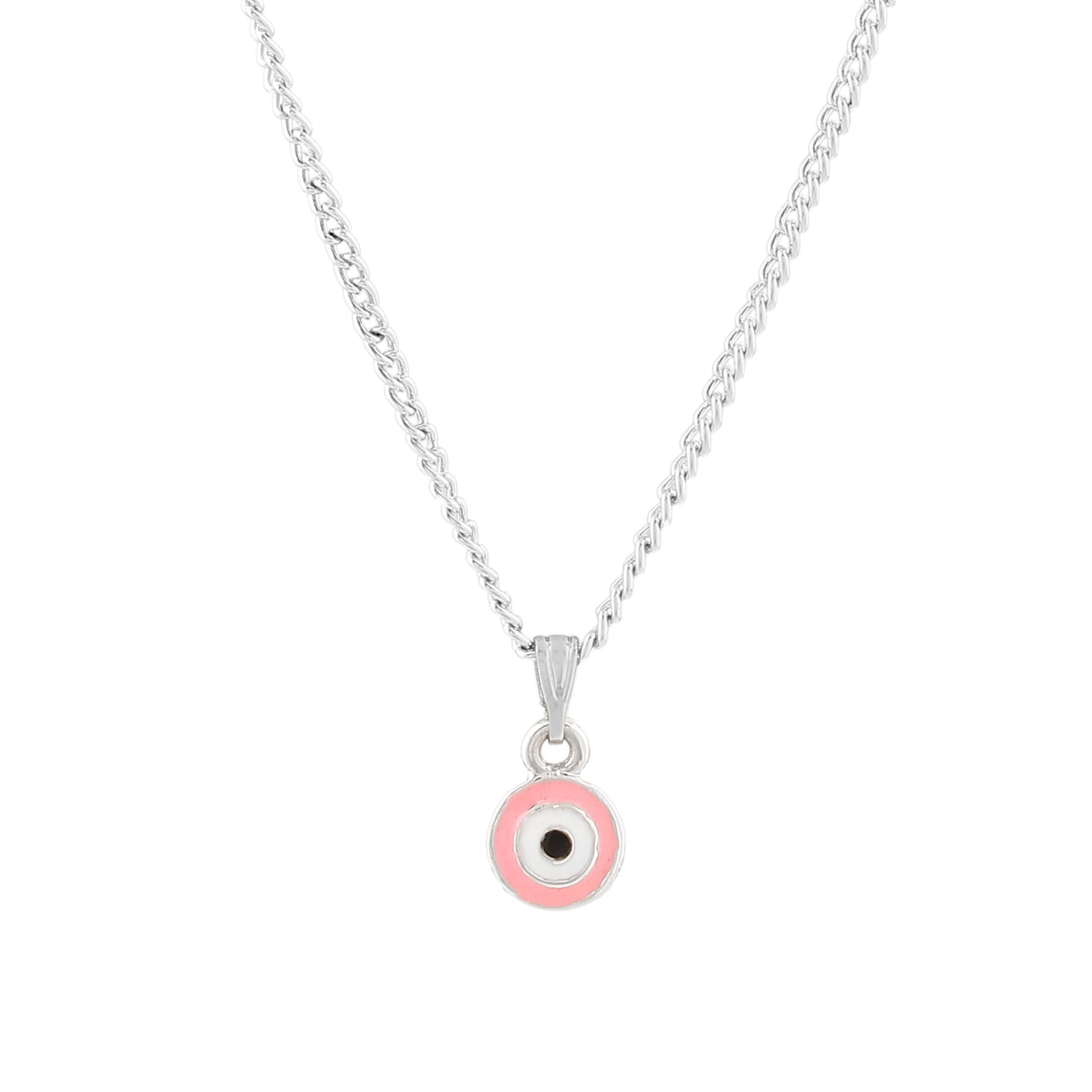 Estele Rhodium Plated Round Shaped Evil Eye Charm Pendant for Girls/Women