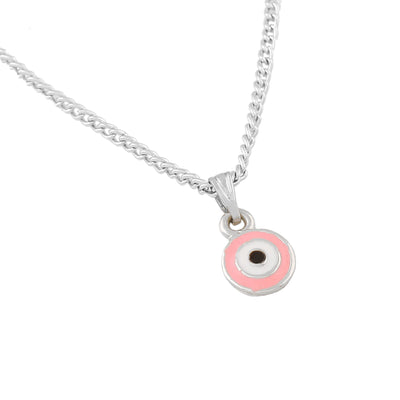 Estele Rhodium Plated Round Shaped Evil Eye Charm Pendant for Girls/Women