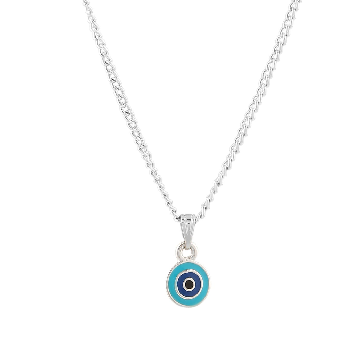 Estele Rhodium Plated Round Shaped Evil Eye Charm Pendant for Girls/Women