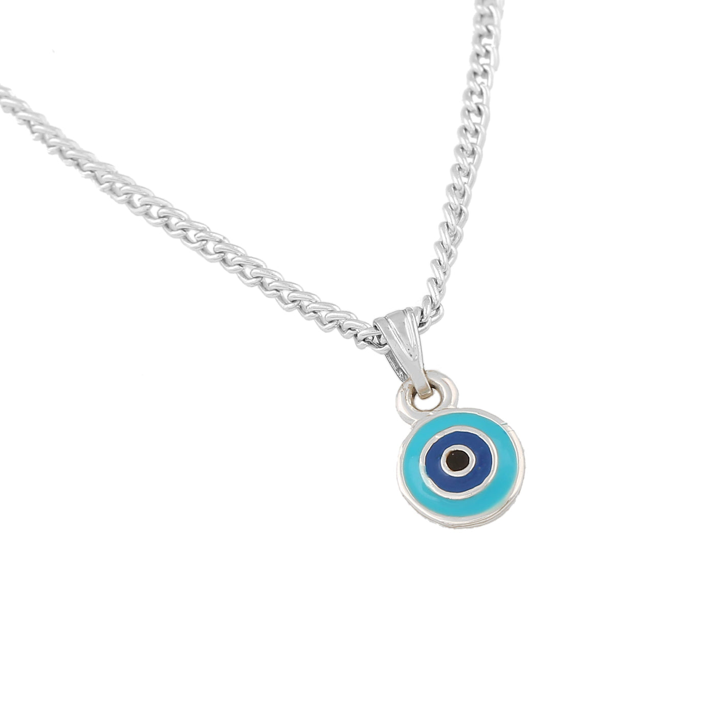 Estele Rhodium Plated Round Shaped Evil Eye Charm Pendant for Girls/Women