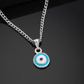 Estele Rhodium Plated Round-Shaped Evil Eye Charm Pendant for Girls/Women
