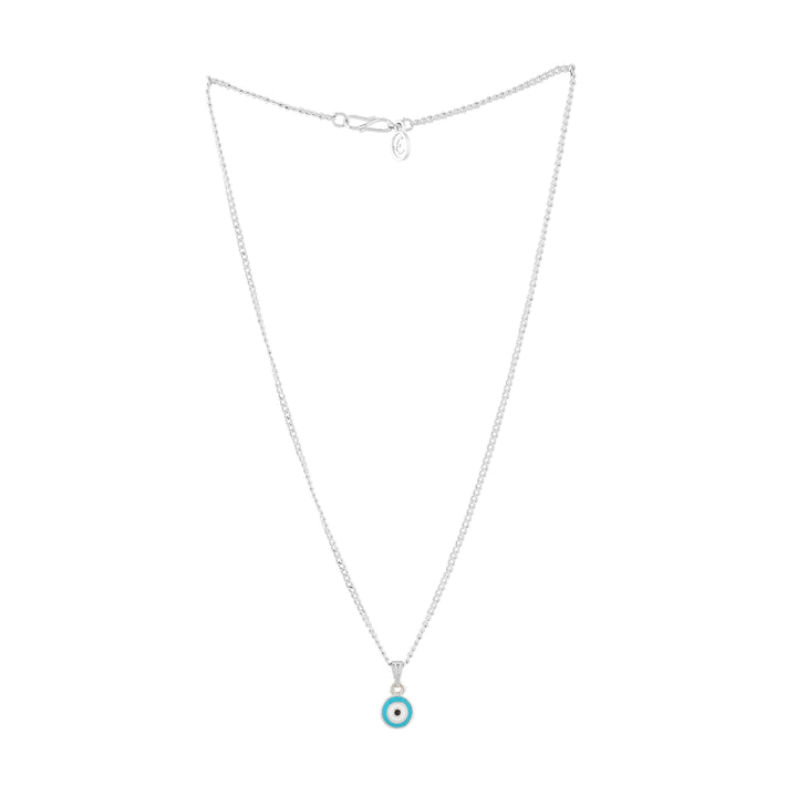 Estele Rhodium Plated Round-Shaped Evil Eye Charm Pendant for Girls/Women