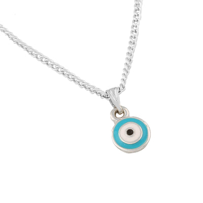 Estele Rhodium Plated Round-Shaped Evil Eye Charm Pendant for Girls/Women