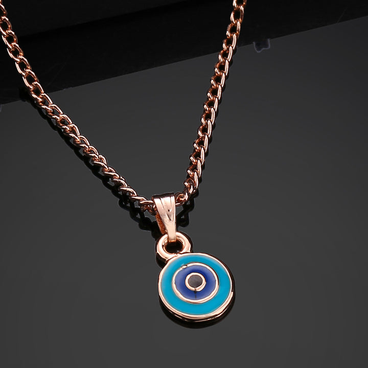 Estele Rose Gold Plated Round Shaped Evil Eye Charm Pendant for Girls/Women