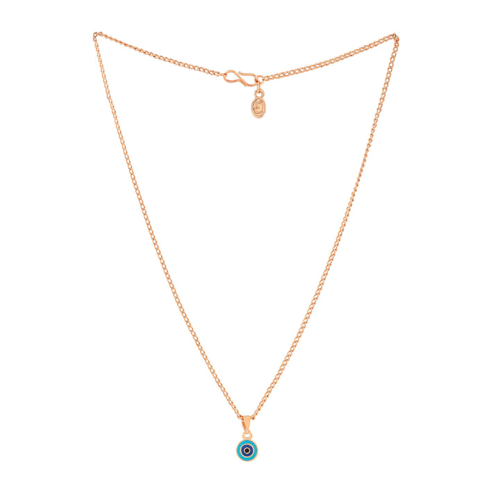 Estele Rose Gold Plated Round Shaped Evil Eye Charm Pendant for Girls/Women
