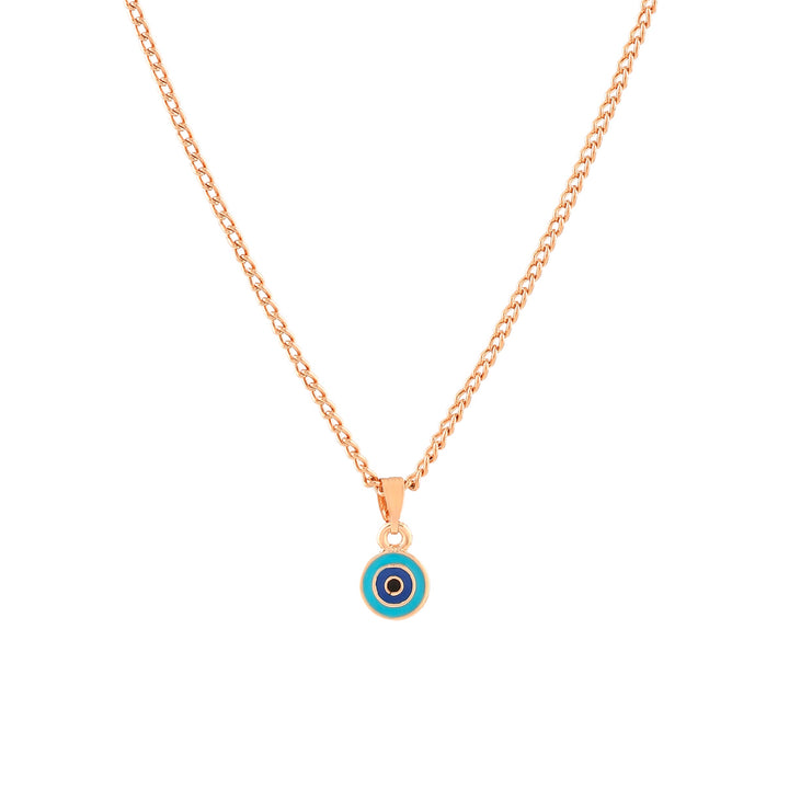 Estele Rose Gold Plated Round Shaped Evil Eye Charm Pendant for Girls/Women