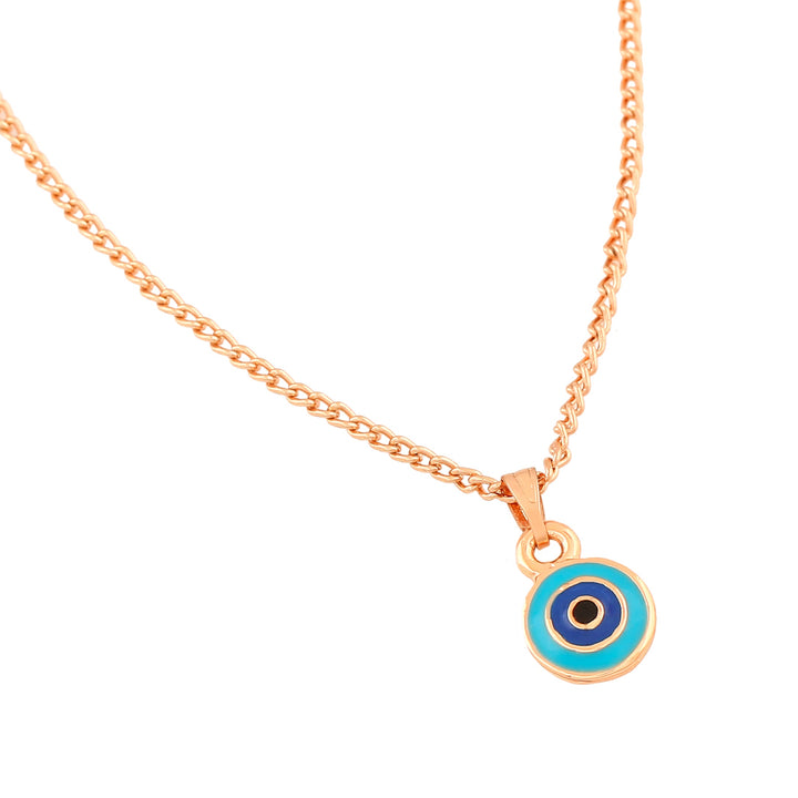 Estele Rose Gold Plated Round Shaped Evil Eye Charm Pendant for Girls/Women