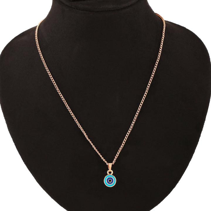 Estele Rose Gold Plated Round Shaped Evil Eye Charm Pendant for Girls/Women
