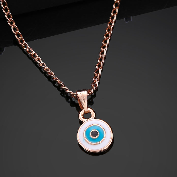 Estele Rose Gold Plated Round Shaped Evil Eye Charm Pendant for Girls/Women