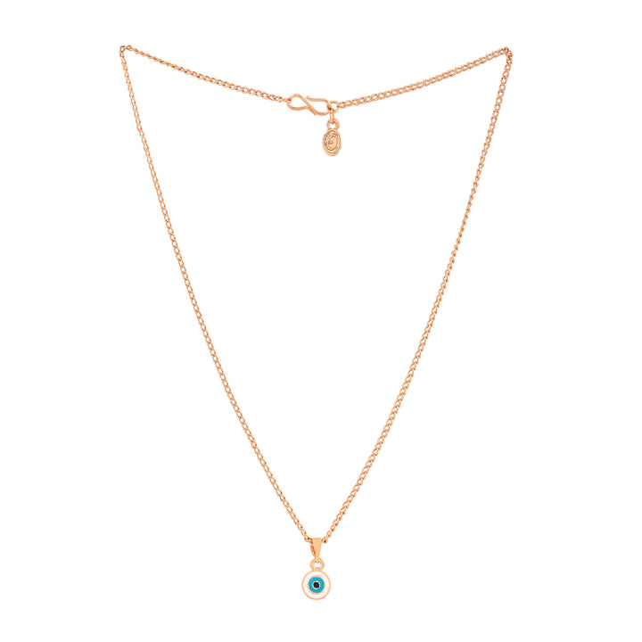 Estele Rose Gold Plated Round Shaped Evil Eye Charm Pendant for Girls/Women