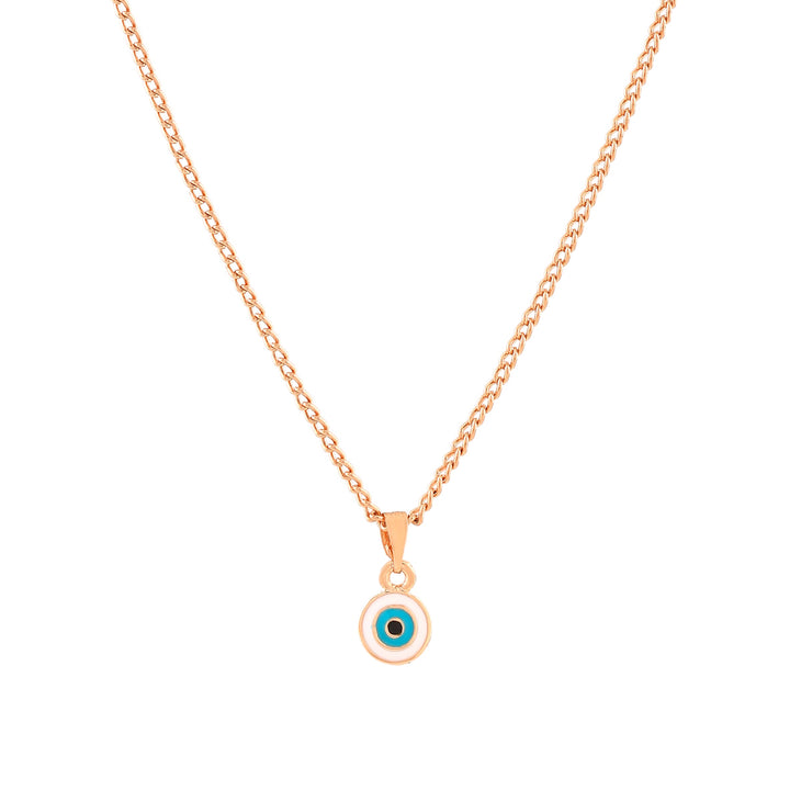 Estele Rose Gold Plated Round Shaped Evil Eye Charm Pendant for Girls/Women