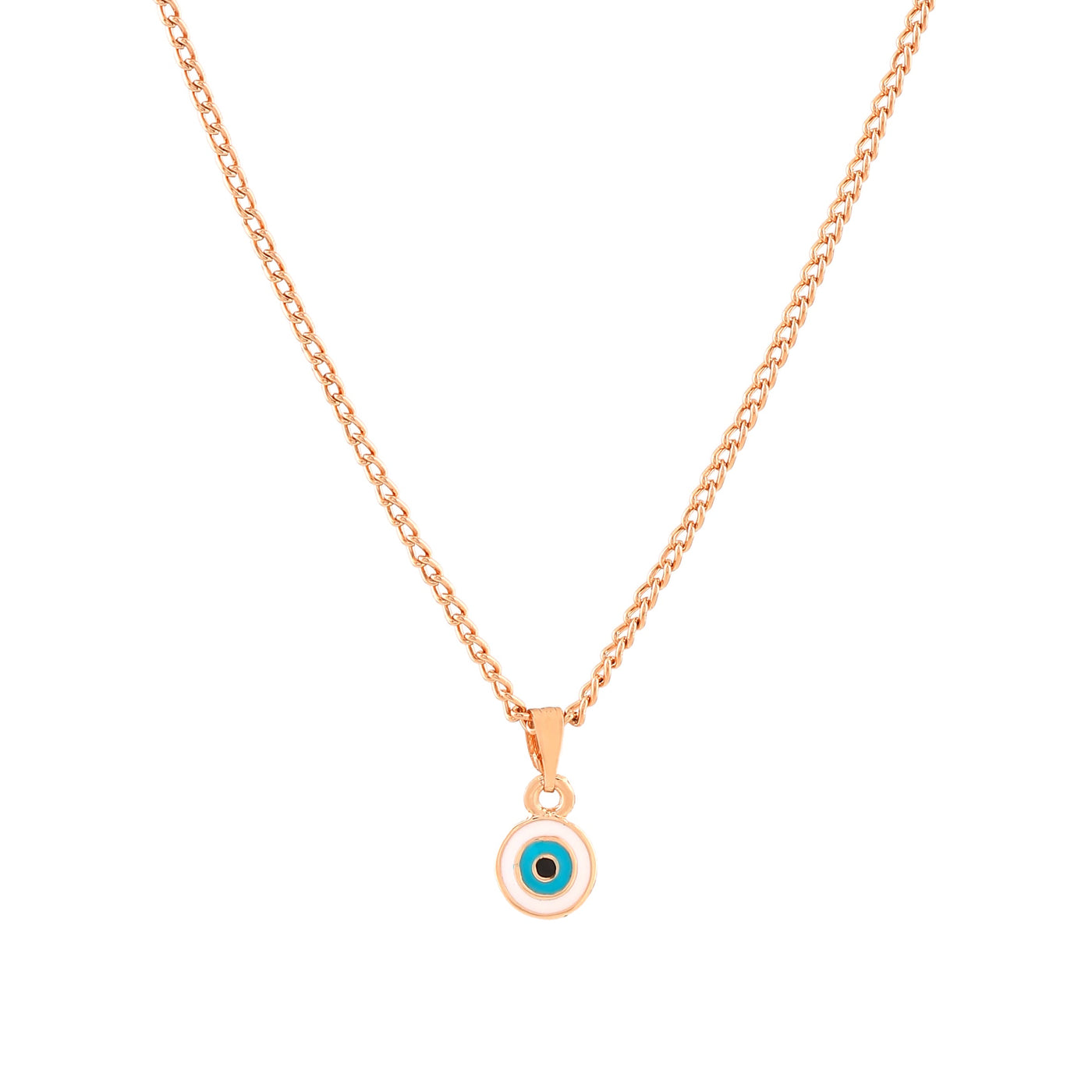 Estele Rose Gold Plated Round Shaped Evil Eye Charm Pendant for Girls/Women