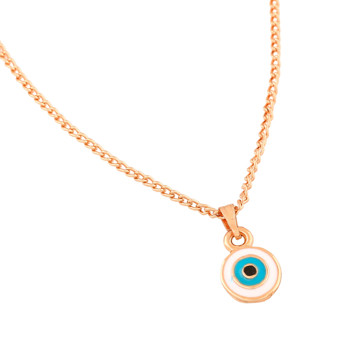 Estele Rose Gold Plated Round Shaped Evil Eye Charm Pendant for Girls/Women