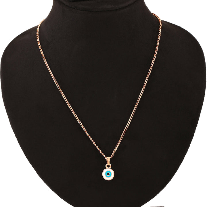 Estele Rose Gold Plated Round Shaped Evil Eye Charm Pendant for Girls/Women