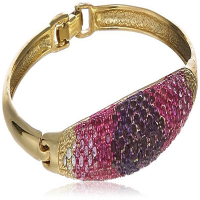 Estele Gold Plated Pink Crystal Cuff Bracelet for women